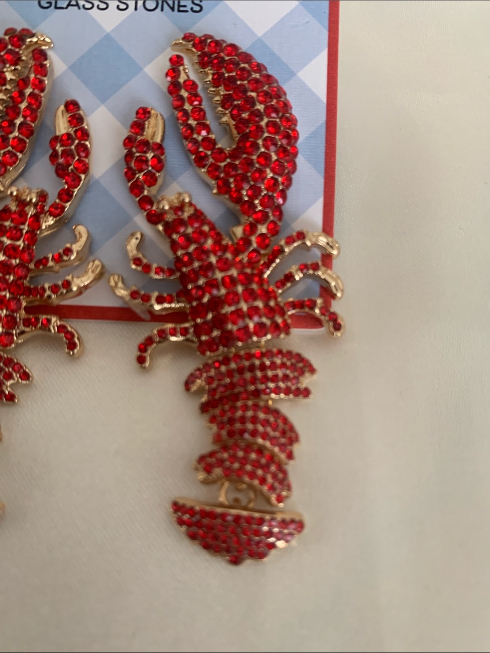 Red Crystal Lobster Statement Earrings - Picture 4 of 5